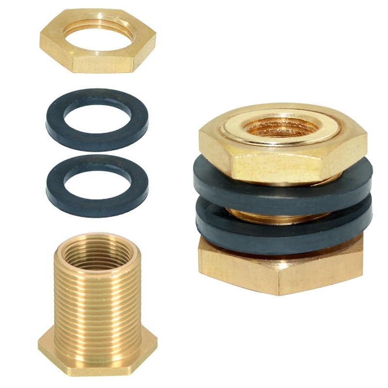 Joywayus 1/4" NPT Female 1/2" Male Brass Bulkhead Fitting Bulk