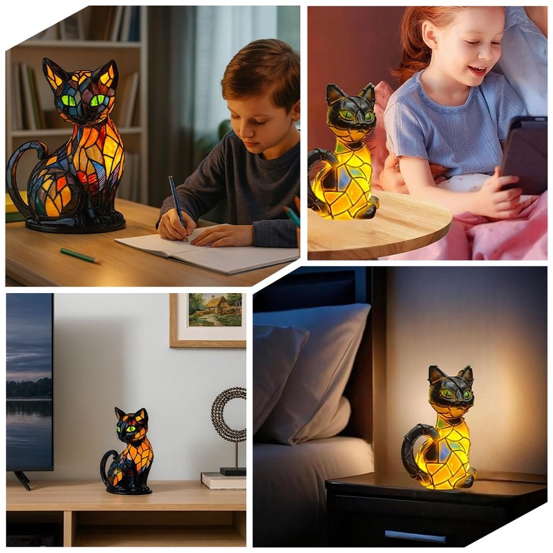 Tomedeks Cat Lamp Mosaic Night Light for Children's Room, Night