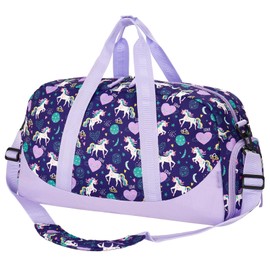 Choco Mocha Kids Duffle Bag Girls - Unicorn Galaxy Weekender Overnight Bags for Girl Ages 9-12, Purple