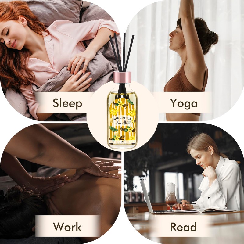 Reed Diffuser Set of 3 Pack, Linen Vanilla Citrus Scented