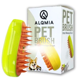Cat Steam Brush, 3 in 1 Silicone Massage Grooming & Pet Hair Cleaning Spritz Defur Comb for Cats, Dogs and Horses by Alqmia (Green)