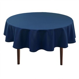 Hiasan Round Tablecloth 60 Inch - Waterproof Stain Resistant Spillproof Polyester Fabric Table Cloth for Dining Room Kitchen Party, Navy Blue