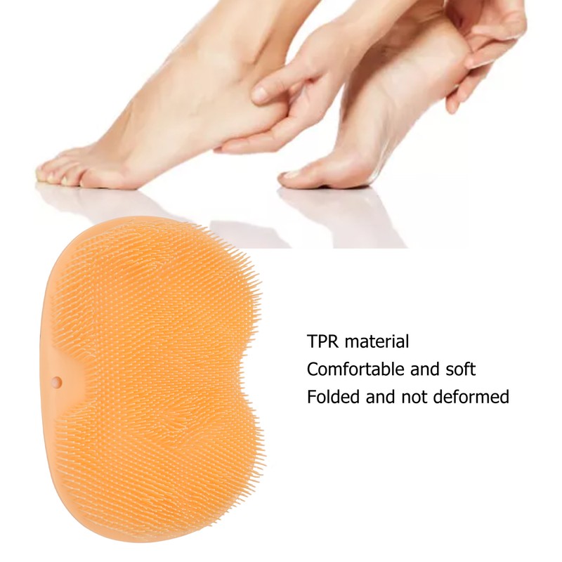 Foot Scrubber Massager with Suction Cups Orange Soft Foldable Shower