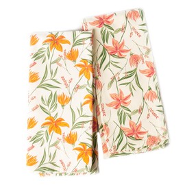 The Fine Living Co. 100% Cotton Summer Kitchen Towels Set of 2, 18 x 28 inches, Ornamental Printed Dish Towels, Hand Towels, Boho Tea Towels - Multifunctional, Stylish, Absorbent, Quick Dry, Soft
