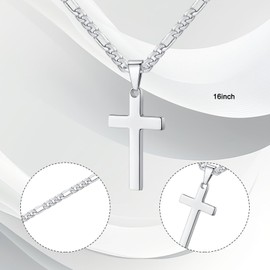 Belligerent Cross Necklace for Men Women 2 Pcs Cross Chain Crucifix Necklace for Men, Stainless Steel Men's Cross Necklace for Birthday, Christmas, Thanksgiving and Easter Gifts