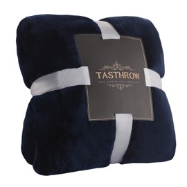TASTHROW Cuddly Blanket, Soft Fleece Blanket, Sofa Throw, Soft and Warm Bedspread, Living Room Blanket, Couch Blanket (Navy, 130 x 180 cm)