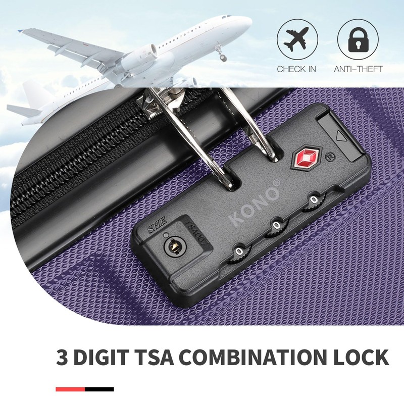 Kono Carry On Luggage Set Airline Approved Lightweight PC+ABS Carry