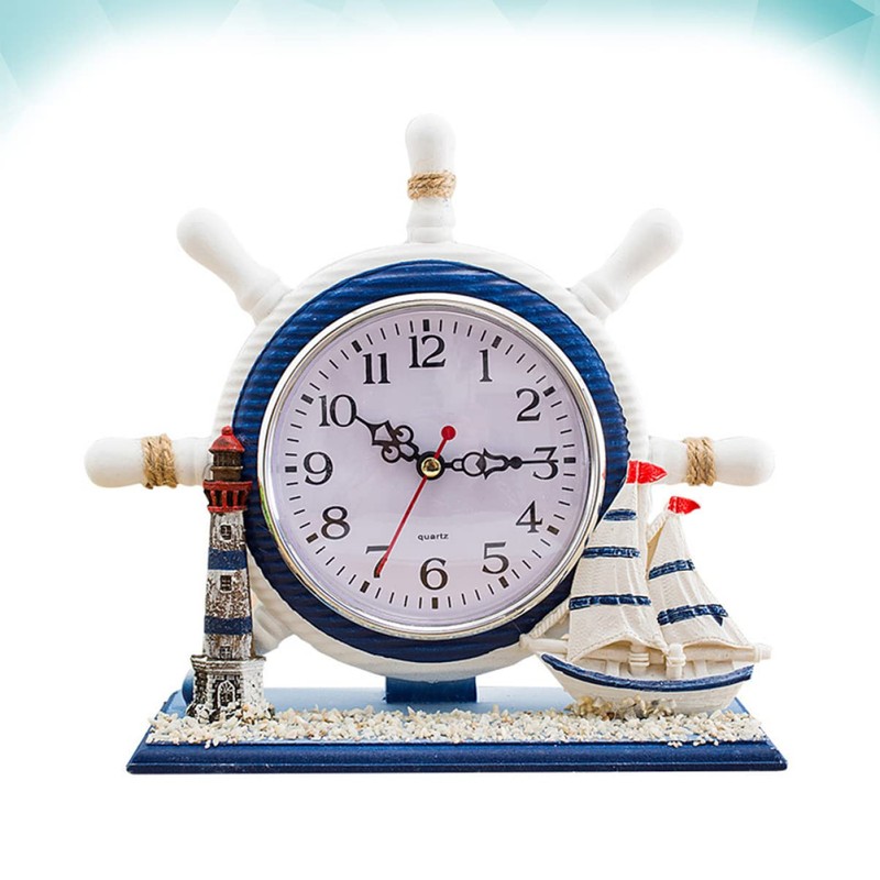 GRIRIW 1Pc Nautical Style Silent Clock Artistic Sailboat Design for