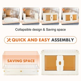 Sweet Furniture Stackable Plastic Storage Bins with Lid - 23QT Foldable Organizers and Storage with Magnetic Doors & Lockable Wheels,Office:_4 Tier