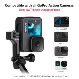 HSU Vertical Mount for GoPro, 90-Degree Aluminum Alloy Adapter for Hero 13/12/11/10/9/8/7/6/5/4/3 Action Cameras