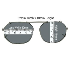 Round Square Color Mirror Gray Lens Non Polarized Clip on Sunglasses (Pewter-Red Mirror Gray Lens, 52mm Width x 40mm Height)