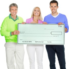 Giant Check (32 x 13.5 inches) - Large Fake Check Award - Big Checks for Presentations - Oversized Checks for Presentation
