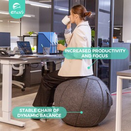 ENOVI Lite Yoga Ball Chair, Exercise Ball with Slipcover for Office and Home, Birthing and Pregnancy, 65cm, FG