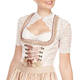 NAJZYBA Women's Dirndl Blouse, Lace Costume Blouse, Women's White Dirndl Blouse, Half Sleeve, Oktoberfest Dirndl Blouse, Short Sleeve Costume Blouse, White, S