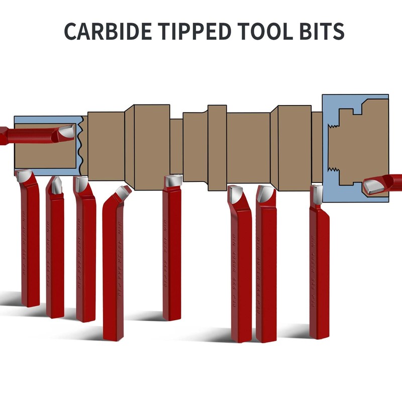 11 Pc 5/16" Carbide Tip Tipped Cutter Tool,Metal Lathe Cutting