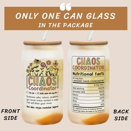 Thank You Gifts for Women, Boss, Manager, Office, Teacher, Nurse, Mom, Coworker - Chaos Coordinator Gifts - Coworker Birthday Gifts, Christmas Gifts for Boss - Boss Day Gifts - 20 Oz Can Glass