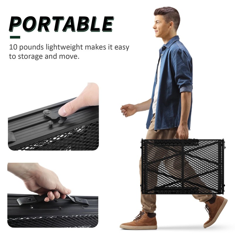 Folding Gril Table, 4x2 FT Camping Table with Mesh Desktop,Height