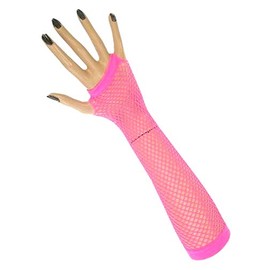 krautwear Women's Girls Sweatbands Headband 2 Wristbands Leg Warmers Gloves 80s Set Neon Pink (Mesh Gloves Pink)