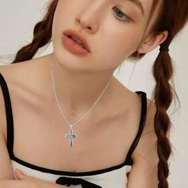 Abalone Muschel Kreuz Halskette für Frauen 925 Sterlingsilber Kreuz Amulett Religiöser Glaube Abalone Muschel Schmuck Geschenk für Mama Ehefrau Freundin