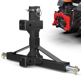 Black 3 Point Hitch Receiver with Dual 2” Receiver, 3 Point Trailer Hitch for Tractor, Fit for Standard/5th Wheel/Goose Neck Connections, 3 Pt Quick Hitch Farm Equipment and Subcompact Trailer Hitch