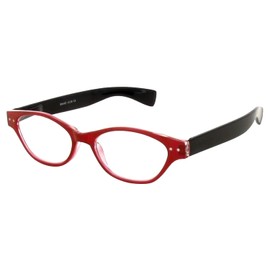 Calabria R544S Designer Reading Glasses in Red Black ; +3.25