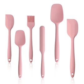 HUANR 6 Stück Silikon Spatel, Hitzebeständig Silikon-Spatel Küche, Bestehend aus 5 Verschiedenen Teigschaber Silikon Klein und Einem Silikonpinsel, für Pizza, Pfannkuchen und Teig