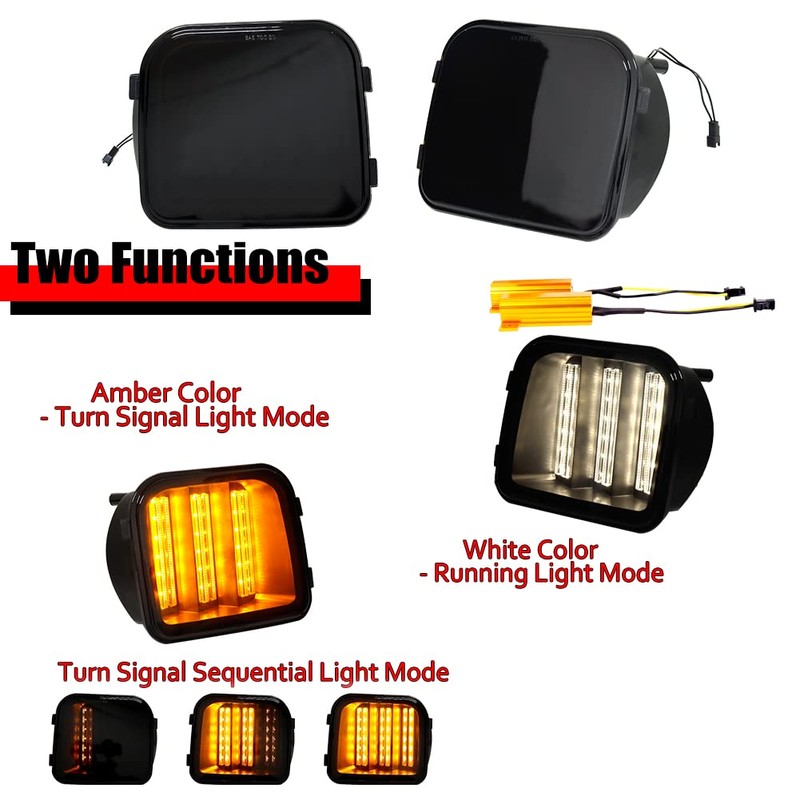 KENRTIR Smoked Lens Switchback White/Amber Sequential LED Lamp Compatible with