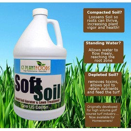 Soft Soil Liquid Soil Aerator & Lawn Treatment to Fix Compacted Soils, Improve Drainage with Non-Mechanical Liquid Application. 1 Gallon