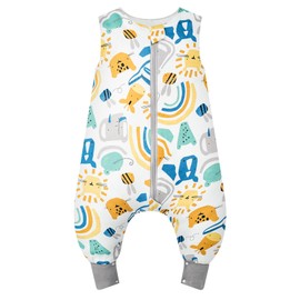 WYTbaby Baby Sleeping Bag With Legs 1.0 Tog, 100% Cotton Sleeveless Baby Sleep Sack Toddler Wearable Blanket For Boys And Girls, 70cm/6-18 months