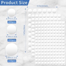 8 Sheets 688 Pieces Screw Hole Covers Stickers, 12 mm/15 mm/21 mm White Wood Stickers, Adhesive PVC Screw Cover Caps, for Wood Screws Wall Cabinets Desk Wall