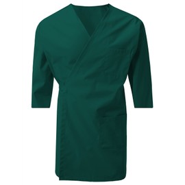 7 Encounter Unisex Multifunctional 3/4 Sleeves Wrap Smock with Chest and Side Pockets Green Size L/XL