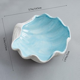 heqxwl Ceramic Jewelry Tray,Conch/Starfish/Shell Trinket Dish, Aqua Shell Trinket Dish Ceramic Ring Earring Holder Ocean-themed Decorative Trinket Plate for Rings Necklaces Bracelet Watch Keys (C)