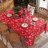 Larponder Christmas Rectangle Tablecloth Vinyl, Red Plastic Tablecloth with Bell
