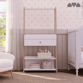 Milliard Nursery Dresser and Baby Changing Table with Storage & White Modern Diaper Changing Station, Includes Spacious Drawer and Shelves, 18 x 14.5 x 70 inches