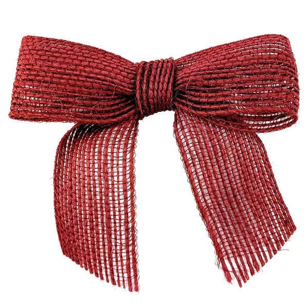 Pre-Tied Red Jute Burlap Bows - 3" Wide, Set of 12, Wired Craft Ribbon, Christmas, Valentine's Day, Gift Bows, Wedding Embellishments, Boxing Day, Mother's Day