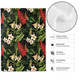 MIEPOS Tropical Floral Throw Blanket,50x60in,Soft,Lightweight Flannel,Lush Green Leaves and Exotic Flowers Blankets - Gifts for Kids Girls Women,for Couch Office Travel,Home Living Room Decor