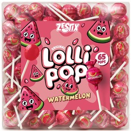 Watermelon Lollipops – 65 Count Bulk Candy Pack, Individually Wrapped – Fruity Suckers for Kids, Parties, Birthdays, Events & Parades