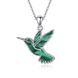 DAYLINLOVE Hummingbird Necklaces Malachite 925 Sterling Silver Humming Bird Pendant Necklace Hummingbird Jewelry Gifts for Women Mom Hummingbirds Lovers