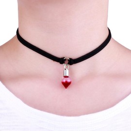 Paialco Women's Vampire Blood Vial Black Rope Choker Necklaces