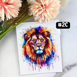 UV DTF DECALS, 4" height, Cup Decals, Cup Stickers, Cup Decor:_#2C - Watercolor Lion2