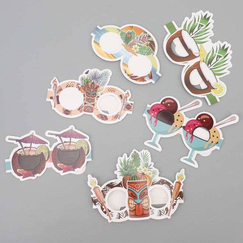 18pcs Paper Eyeglasses 6 Styles Funny Hawaiian Paper Sunglasses for