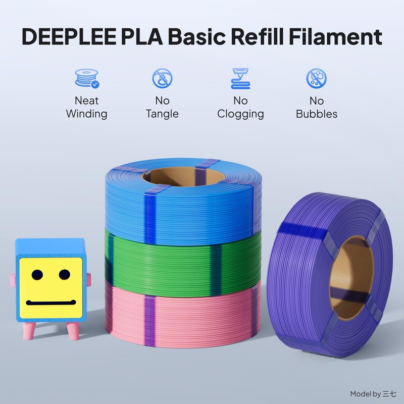 DEEPLEE PLA Basic Refill Filament 1.75mm, 2KG White
