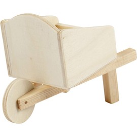 greedeko Miniature Wheelbarrow for Crafts, 11 x 6 cm, Wood, DIY, Decoration, Mini Garden Tools