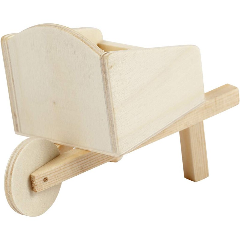 greedeko Miniature Wheelbarrow for Crafts, 11 x 6 cm, Wood,