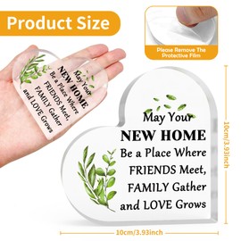 2024 Housewarming Gift for Women Men New House Owner Gift Acrylic Heart-Shaped Keepsake First House Owner Gift House Warming Gift for New Home Acrylic Heart Plaque Moving Gift for Friend Sister