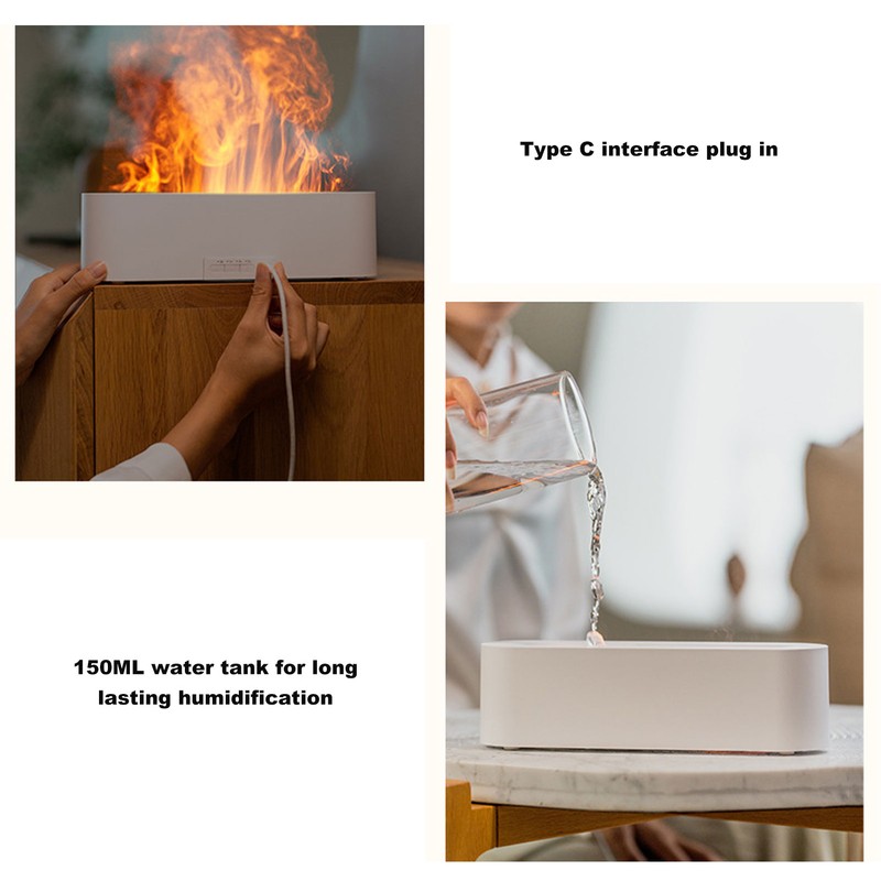 Simulated Flame Air Aroma Diffuser Humidifier 7 Color Fire Air