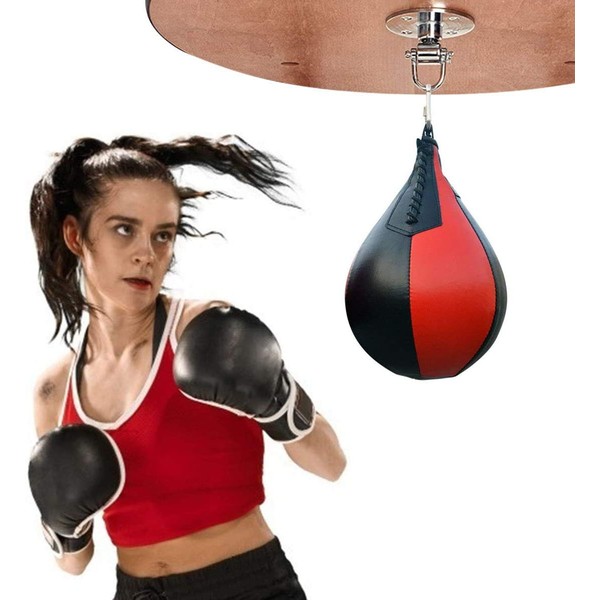 CMLLING Speed ​Bag Boule de boxe suspendue pour MMA Muay Thai Training Reflex (1 pièce) (rouge + noir)