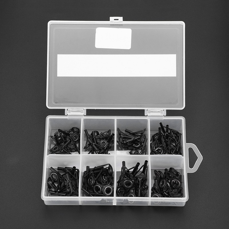 80pcs Stainless Steel 8 Sizes Fishing Rod Guides Tips Eye