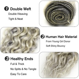 28 30 32 Inch PGrey/613 Human Hair Bundles Highlight Bundles Silver Kinky Curly Human Hair Bundles Grade 8A Remy Hair 3 Bundles Two Tone Gray Mixed With Blonde Bundle