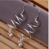 Womens 925 Sterling Silver Twist Spiral 50mm Long Drop Dangle